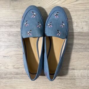 Preppy Talbot's Ryan Embroidered Hummingbird Denim Loafers | Size 8 M | Workwear